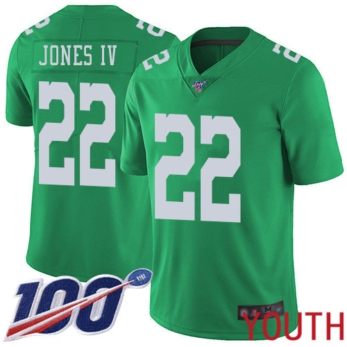 Youth Philadelphia Eagles 22 Sidney Jones Limited Green Rush Vapor Untouchable NFL Jersey 100th Season